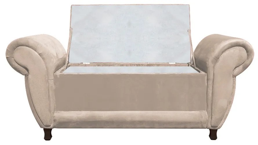 Recamier com Baú Itália Namoradeira Calçadeira Suede Bege - D'Rossi