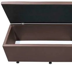 Calçadeira Baú Casal 140cm Estofada Liz S05 Sintético Marrom - Mpozena