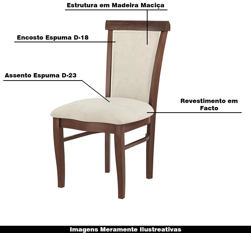 Kit 2 Cadeiras Decorativa Sala de Jantar Madeira Maciça Fabregas Facto Pérola/Capuccino/Mel G42 - Gran Belo