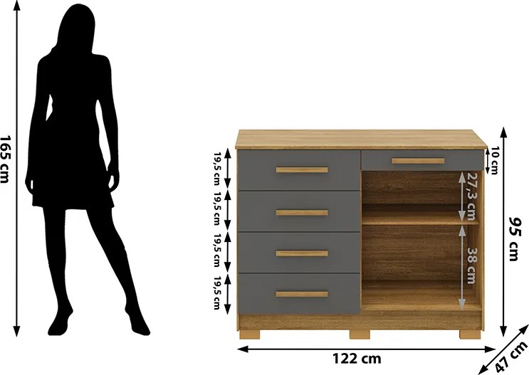 Cômoda Quarto 122cm com 2 Portas Sapateira Vitória Nature/Alasca V01 - D'Rossi
