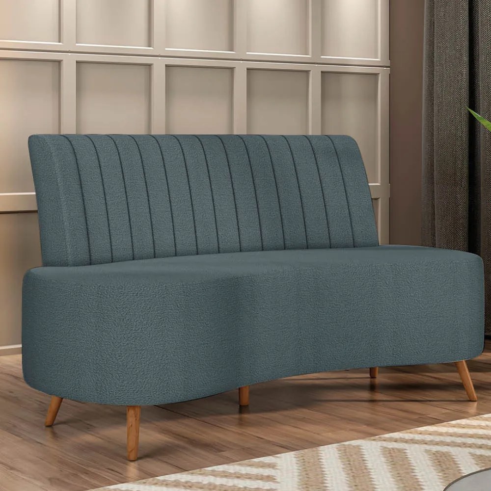 Sofá 2 Lugares Living 160cm Pé Palito Maraú Bouclê K01 - D'Rossi - Azul