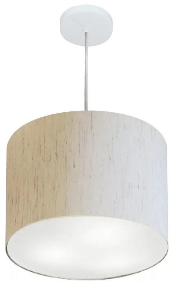Lustre Pendente Cilíndrico Md-4216 Cúpula em Tecido 40x30cm Linho Bege - Bivolt