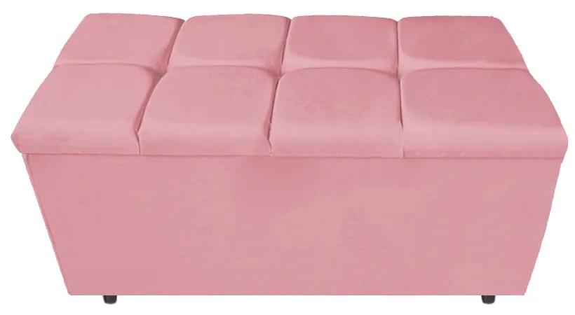 Calçadeira Estofada Manchester 90 cm Solteiro Suede Rosa Bebê - ADJ Decor