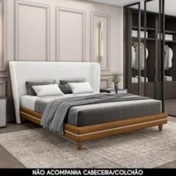 Cama Queen Base Box 160cm Many Z37 Sintético Caramelo - Mpozenato