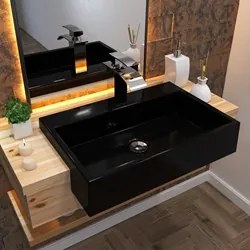 Cuba Pia Semi Encaixe para Banheiro Retangular 54cm XRT C08 Preto - Mp