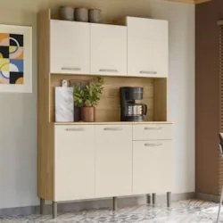 Armário de Cozinha Compacta 121cm Pádua Plus Freijó/Soft Z06 - Mpozena