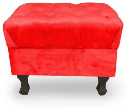 Kit 2 Puff Retrô Luis Xv Capitonê Suede Vermelho - Sheep Estofados - Vermelho