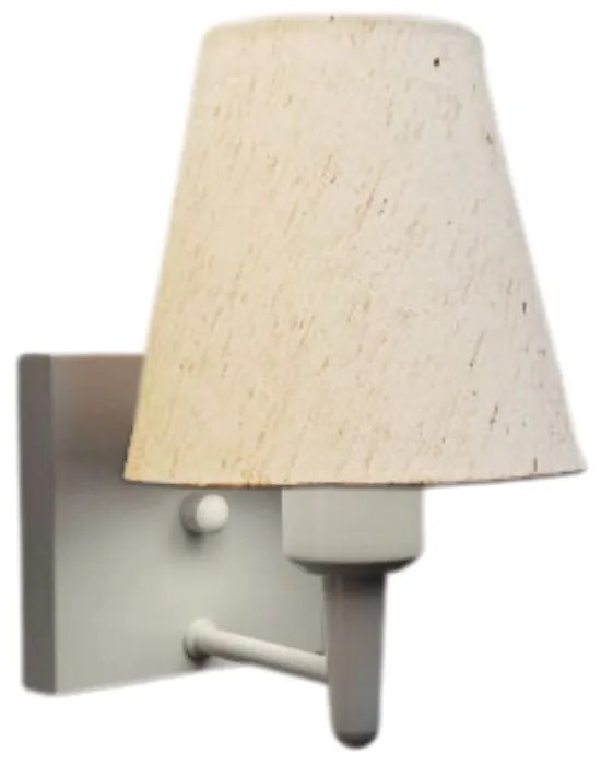 Arandela Quadrada Md-2034 Branco Cúpula em Tecido Cone Linho Bege - Bivolt