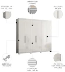 Guarda Roupa Casal 241cm 6 Portas Vanny D02 Branco - Mpozenato