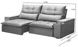 Sofá Retrátil Reclinável 3 Lugares 210cm Moritz F05 Veludo Prata - Mpo
