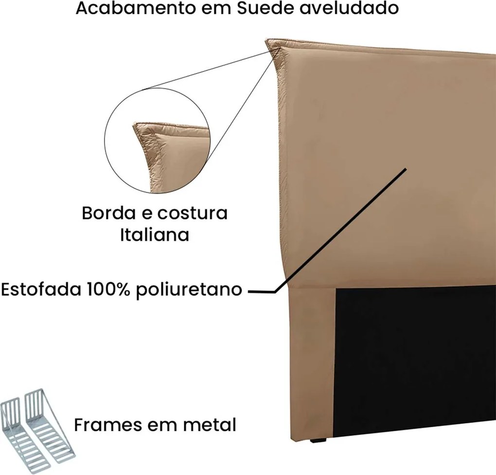 Cabeceira Estofada Nápoles 195cm King Size Suede - ADJ Decor