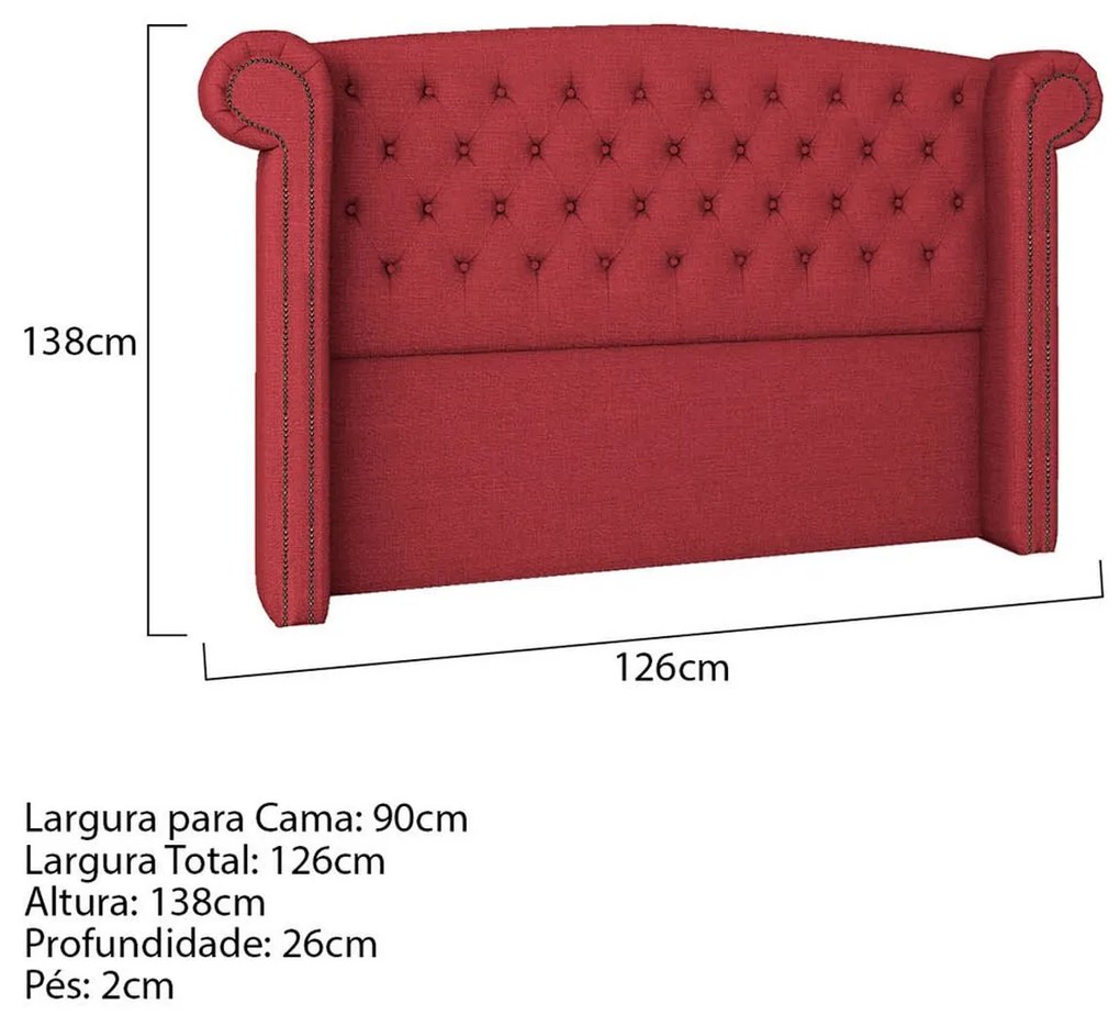 Cabeceira Solteiro Lyon P04 90 cm Suede - ADJ Decor