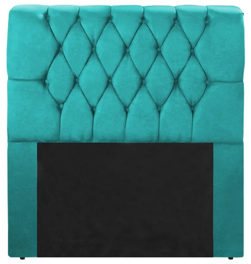 Cabeceira Marina para Cama Box Solteiro 1,00 m Estofada Suede Azul Tiffany