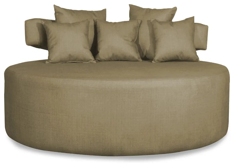 Sofá Puff Poltrona Eva Redondo 02 Lugares Suede Nude