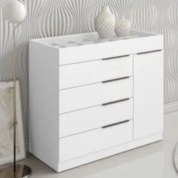 Cômoda Quarto de Solteiro 111cm 4 Gavetas Amel Branco A15  - Mpozenato
