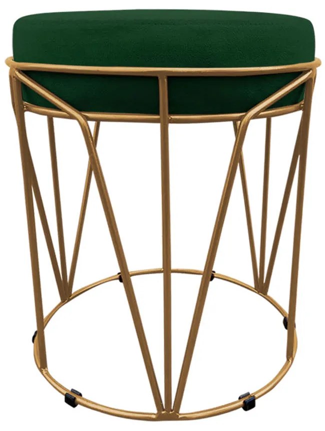 Puff Multiuso com Mesa Babu 2 em 1 Suede Verde Base Dourado - D'Rossi