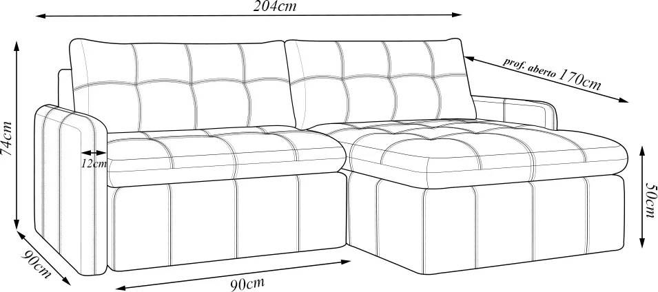 Sofá Retrátil Bipartido Sala de Estar Belém 204cm Couro Verde Manchado G52 - Gran Belo