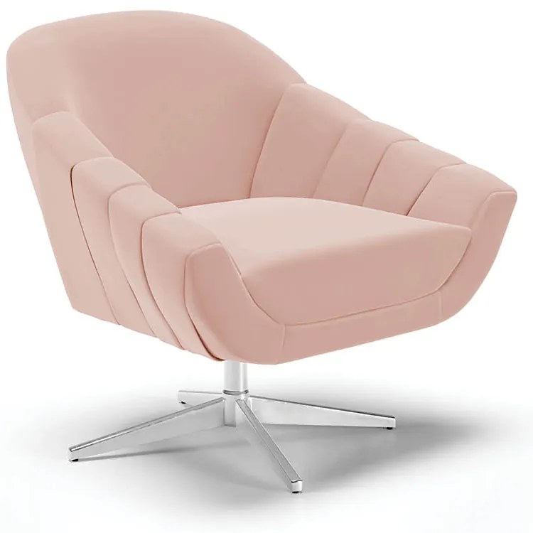 Poltrona Giratória Giovana Veludo Base Cromada D03 - D'Rossi - Rose