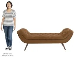 Puff Recamier Calçadeira 160cm Pés Palito Madeira Venêto Z37 Sintético