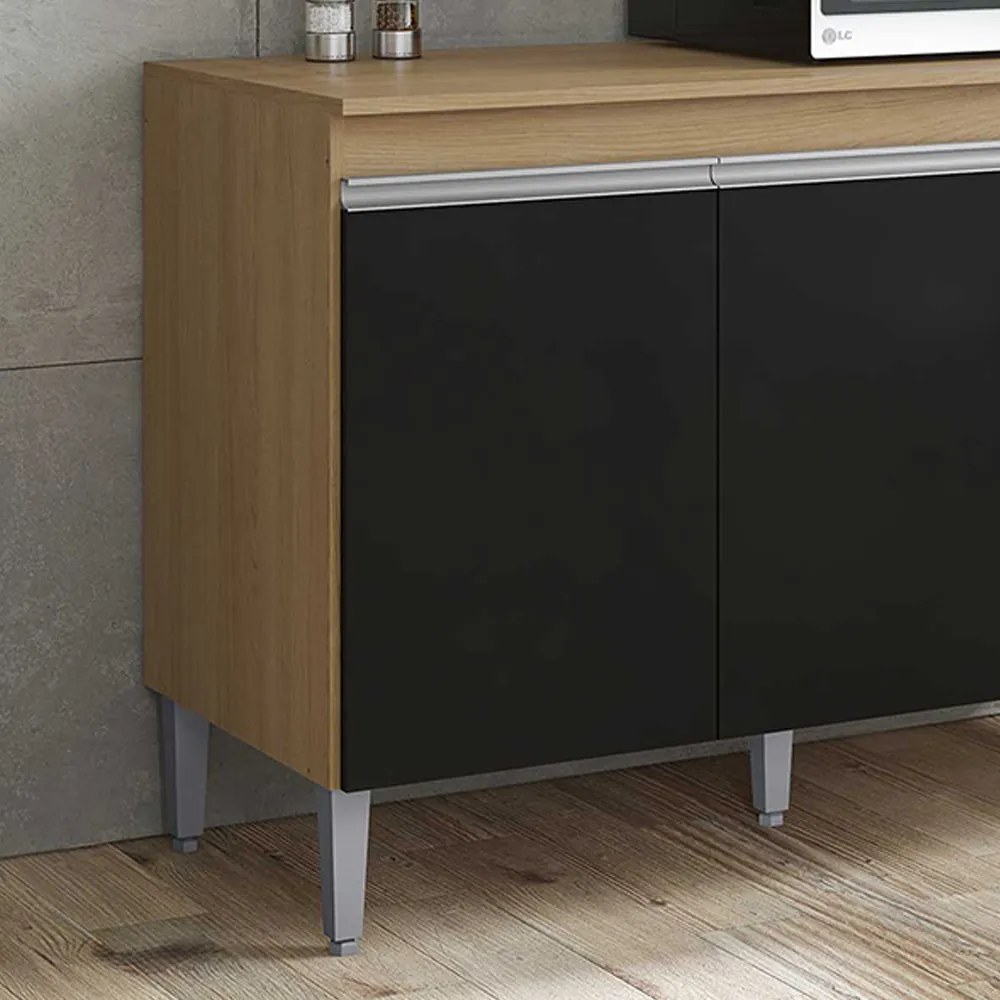 Balcão Cozinha com Tampo 120cm 3 Gavetas Leticia A01 - D'Rossi - Amendoa e Preto