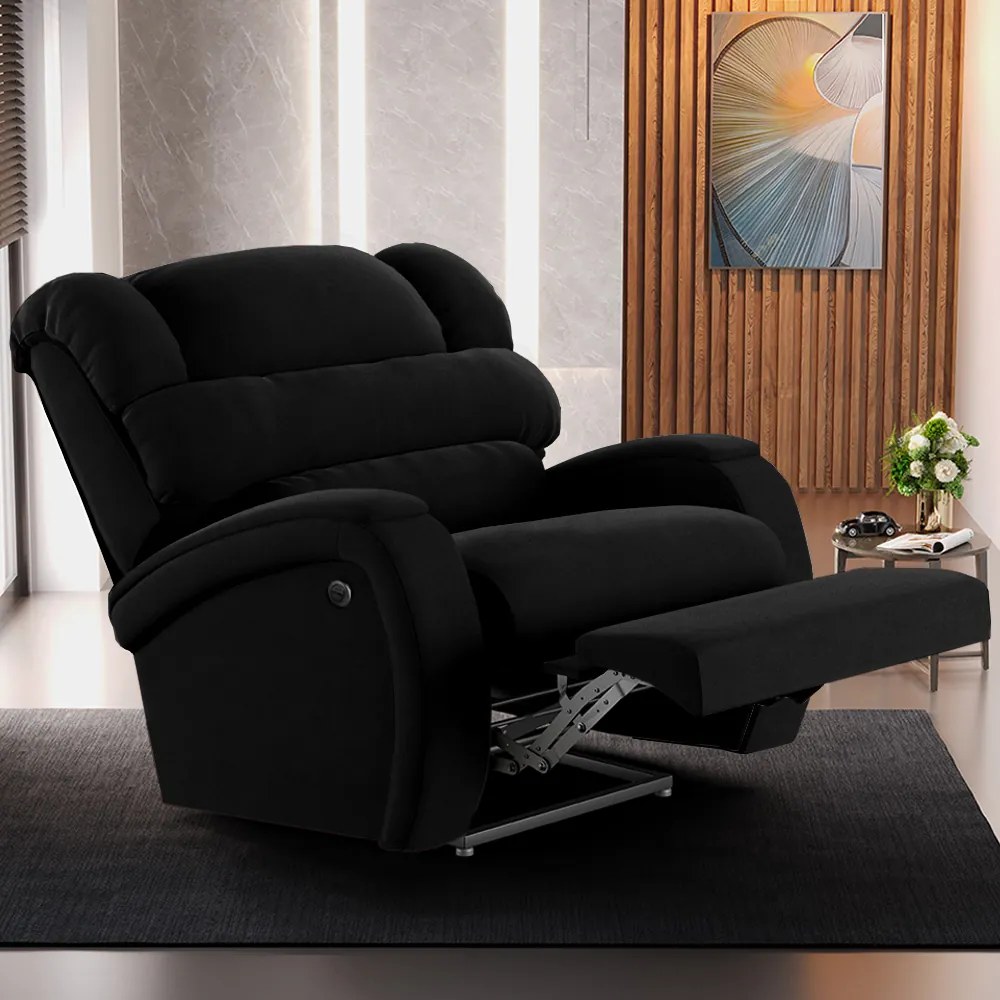 Poltrona do Papai Sala de Cinema Reclinável Kylie Power Elétrica Veludo Preto G23