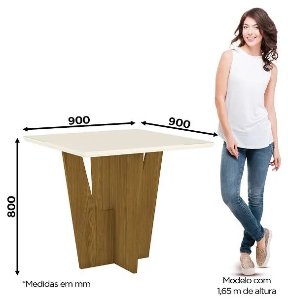 Mesa de Jantar Vértice 900x900 04 Lugares Nature Off White