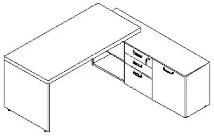 Mesa L Diretor Escritório 170x160 Marrom Preta C/ Tampo