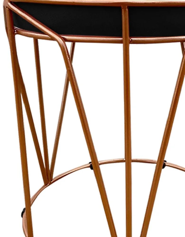 Puff Multiuso com Mesa Babu 2 em 1 Suede Base Cobre D'Rossi - Preto