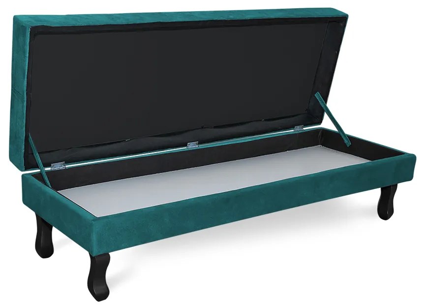 Puff Baú Decorativo Capitonê Luis XV 90x40cm Suede Turquesa - Sheep Estofados - Água