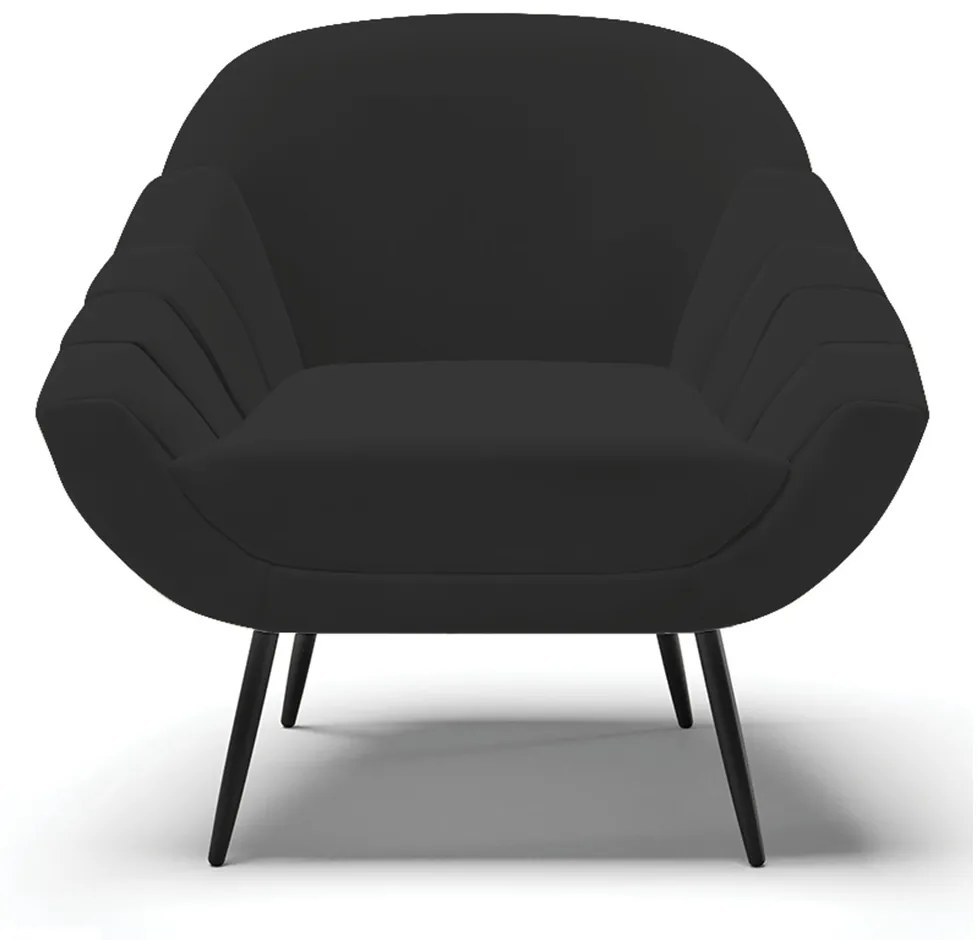 Kit 02 Poltronas Giovana Veludo Pés Palito de Ferro D03 - D'Rossi - Preto