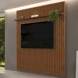 Painel para TV 75 Polegadas Ripado 275x240cm Pratisk D04 Freijó - Mpoz
