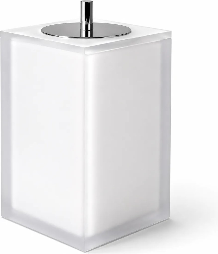 Lixeira de Piso Cristal Fosco Cromado