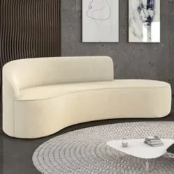 Sofá 4 Lugares Para Sala 220cm Orgânico Wendi Suede Bege I01  - Mpozen