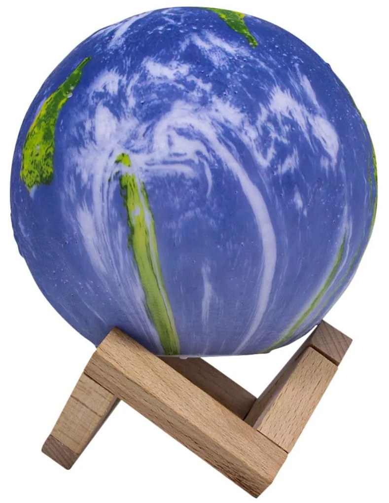 Luminária de Mesa Globo Mundo com Suporte Madeira