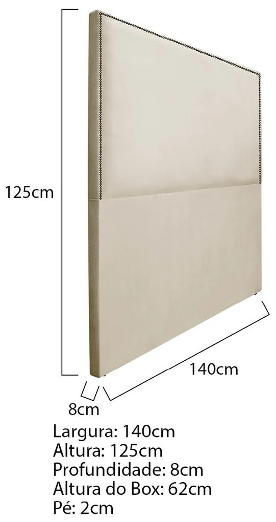 Cabeceira Casal Bali P02 140 cm para cama Box Corano - ADJ Decor