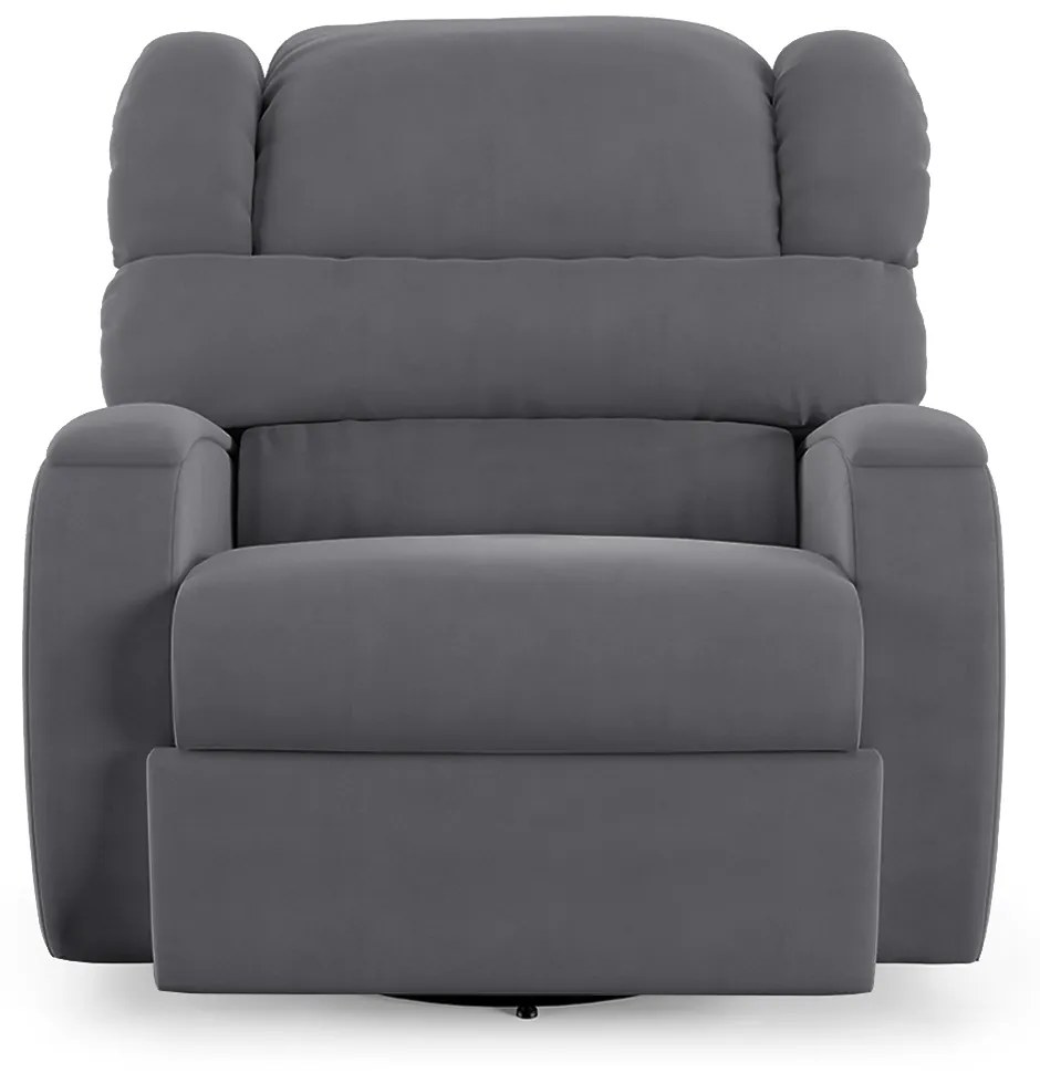 Poltrona do Papai Sala de Cinema Reclinável Kylie Glider Manual Giratória USB Veludo Cinza Grafite G23