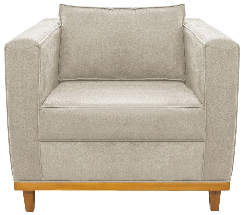 Poltrona Decorativa Europa Suede Bege ADJ Decor