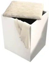 Puff Decorativo Baú 37,5cm Branco/Floral Pérola - Tecno Mobili