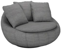 Poltrona Giratória Decorativa Redonda com Almofadas Saphire Z32 Linho