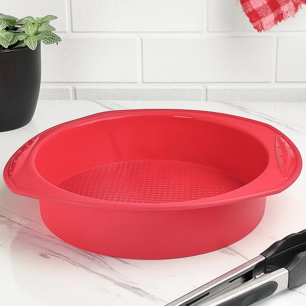 Assadeira de Silicone Redonda - Vermelha