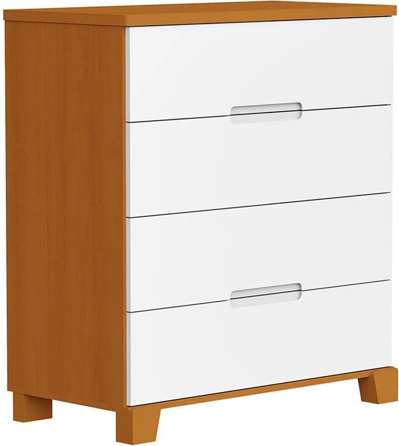 Cômoda Luna 4 Gavetas - Branco e Savana