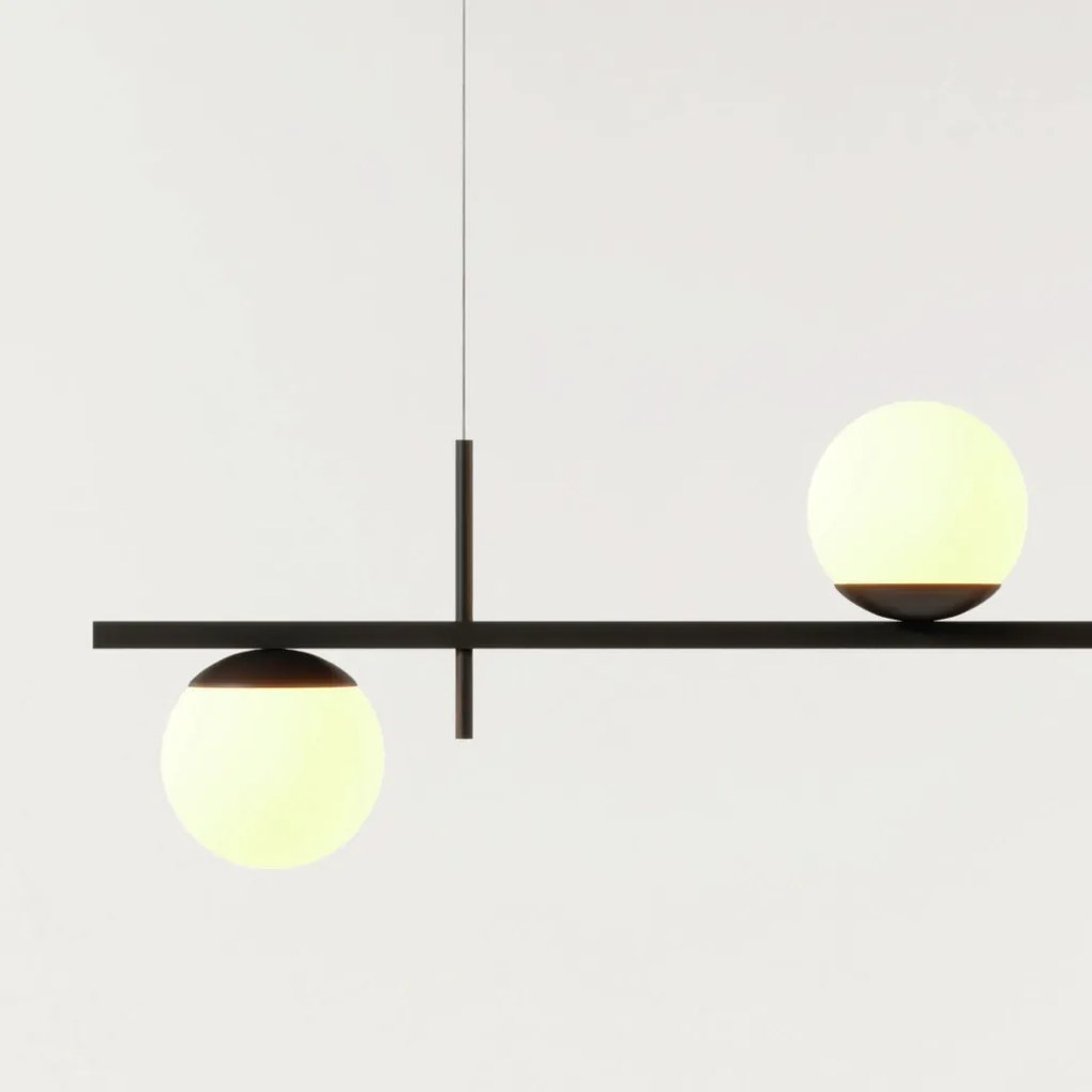 Pendente Three Gud Retângular 26X12X80Cm Alumínio E Globo Ø12Cm Fosco... (COBRE, FOSCO)