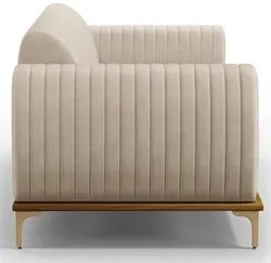 Sofá 180cm 3 Lugares Base Gold Molino D06 Suede C-309 Bege - Mpozenato