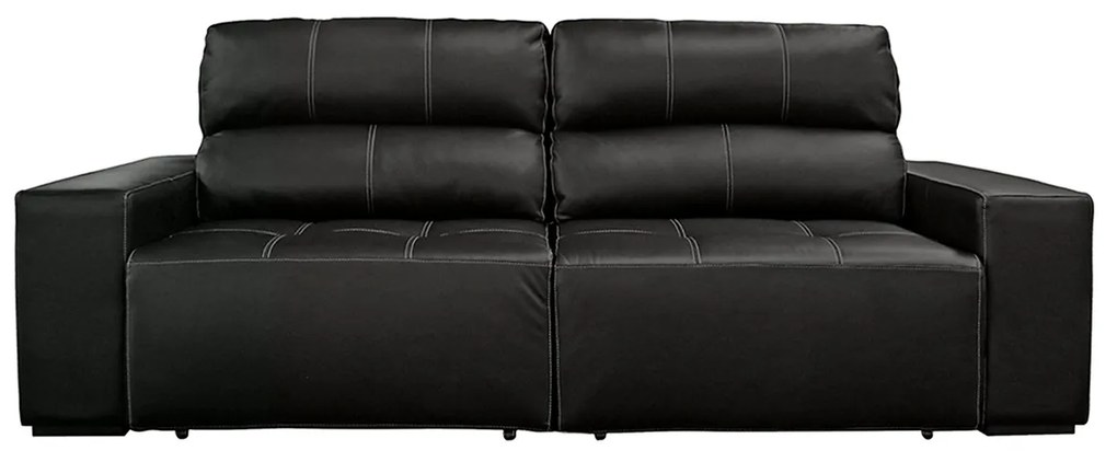Sofá de Couro 2 Lugares Alabama 230cm USB M06 Cor Preto 450 - ADJ DECOR