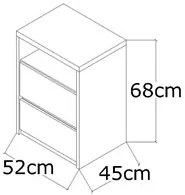 Mesa de Cabeceira 2 Gavetas 1 Nicho Blank F04 Branco - Mpozenato