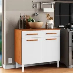 Balcão de Cozinha Com Tampo 91cm Hanna Cinamomo/Branco A15   - Mpozena