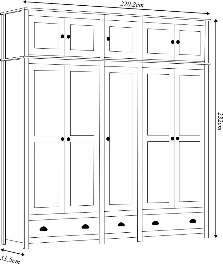 Guarda Roupa Bipartido 10 Portas Madeira Maciça Osiris Branco/Freijó - G74 - Gran Belo
