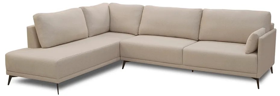 Sofá Sala de Estar de Canto em L Bipartido Design Moderno 274cm Pés de Ferro Toxzon Linho Bege G93 - Gran Belo