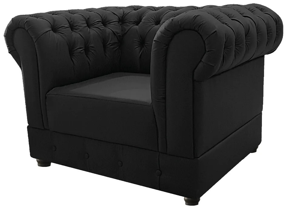 Kit Poltrona e Namoradeira Chesterfield Ana Suede Preto - ADJ Decor
