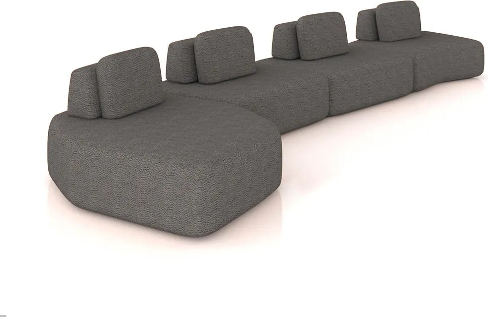 Sofá 4 Lugares Orgânico com Chaise e 3 Módulos Berlim Bouclê Grafite K01 - D'Rossi